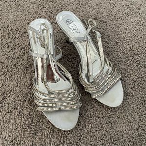 Sparkly silver high heels